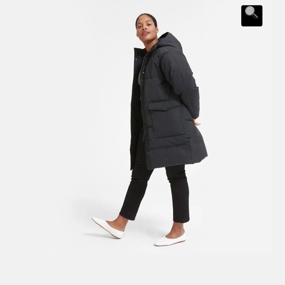 Everlane Black Weatherproof Renew Long Line Hoodie Puffer Coat, size Small - Picture 2 of 12